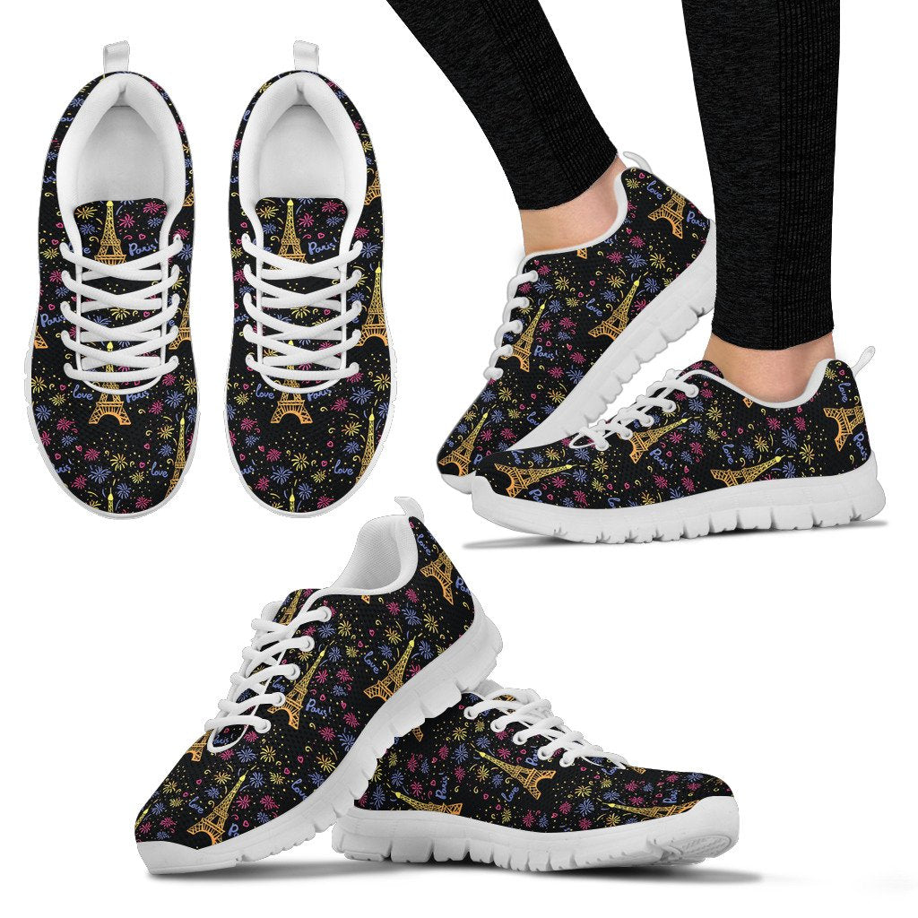 Eiffel Tower Love Paris Print Women Sneakers Shoes