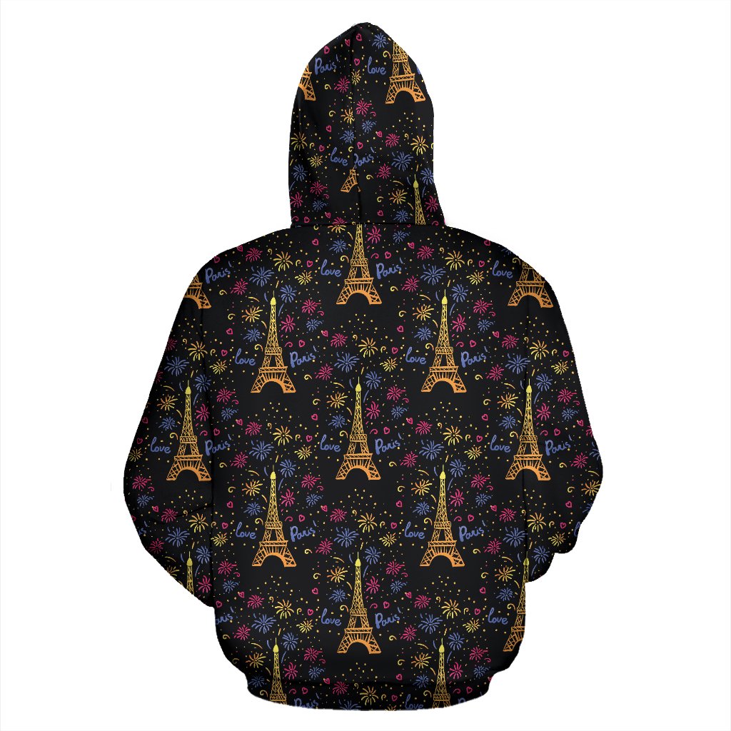 Eiffel Tower Love Paris Print Zip Up Hoodie