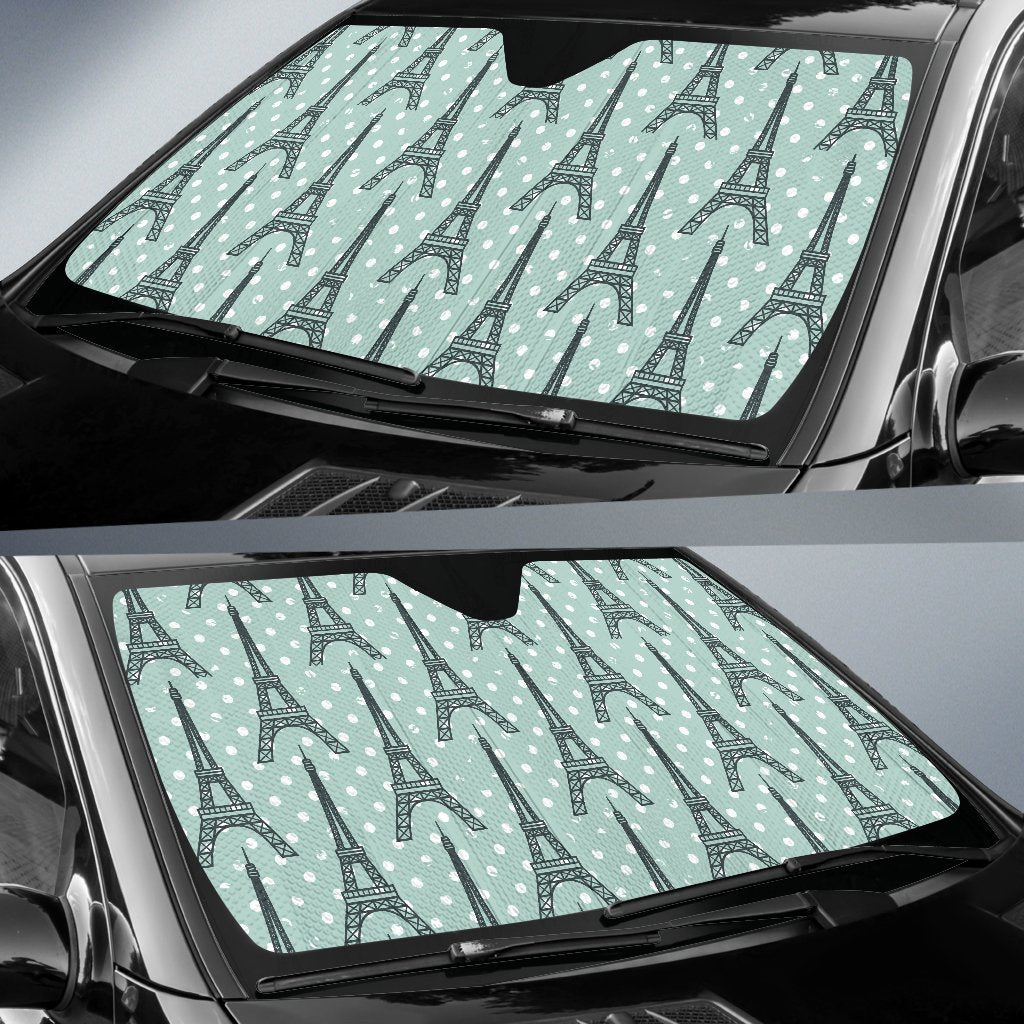 Eiffel Tower Polka Dot Print Car Sun Shade For Windshield
