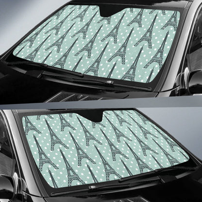 Eiffel Tower Polka Dot Print Car Sun Shade For Windshield