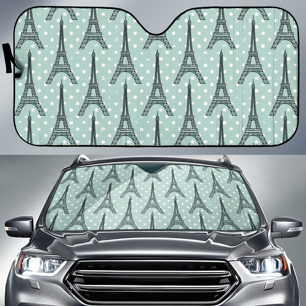 Eiffel Tower Polka Dot Print Car Sun Shade For Windshield