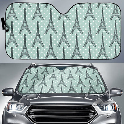 Eiffel Tower Polka Dot Print Car Sun Shade For Windshield