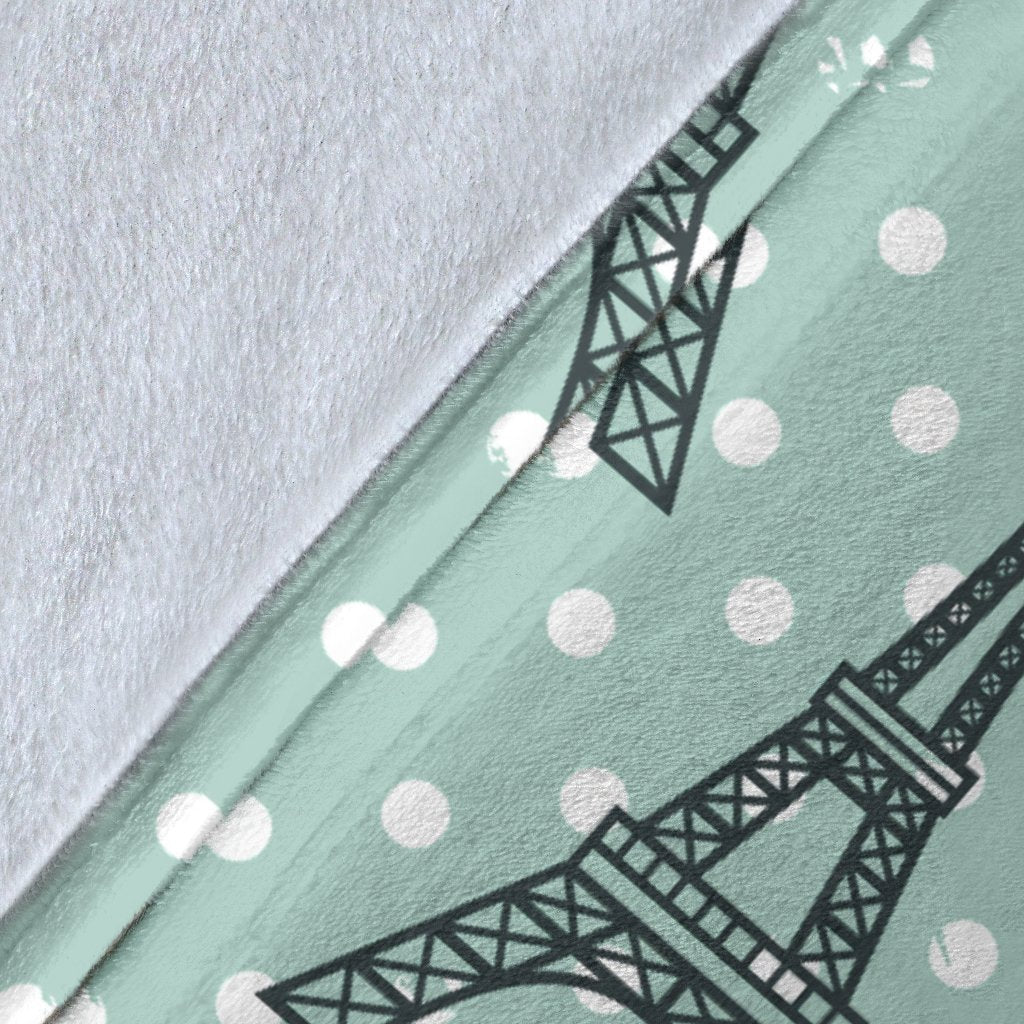 Eiffel Tower Polka Dot Print Fleece Blanket