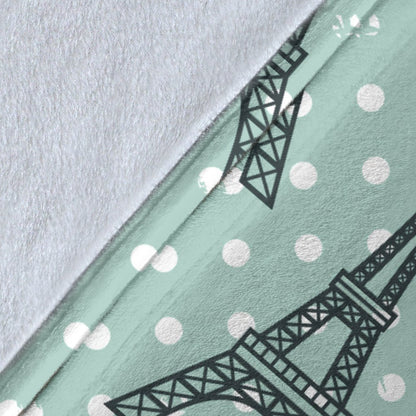 Eiffel Tower Polka Dot Print Fleece Blanket
