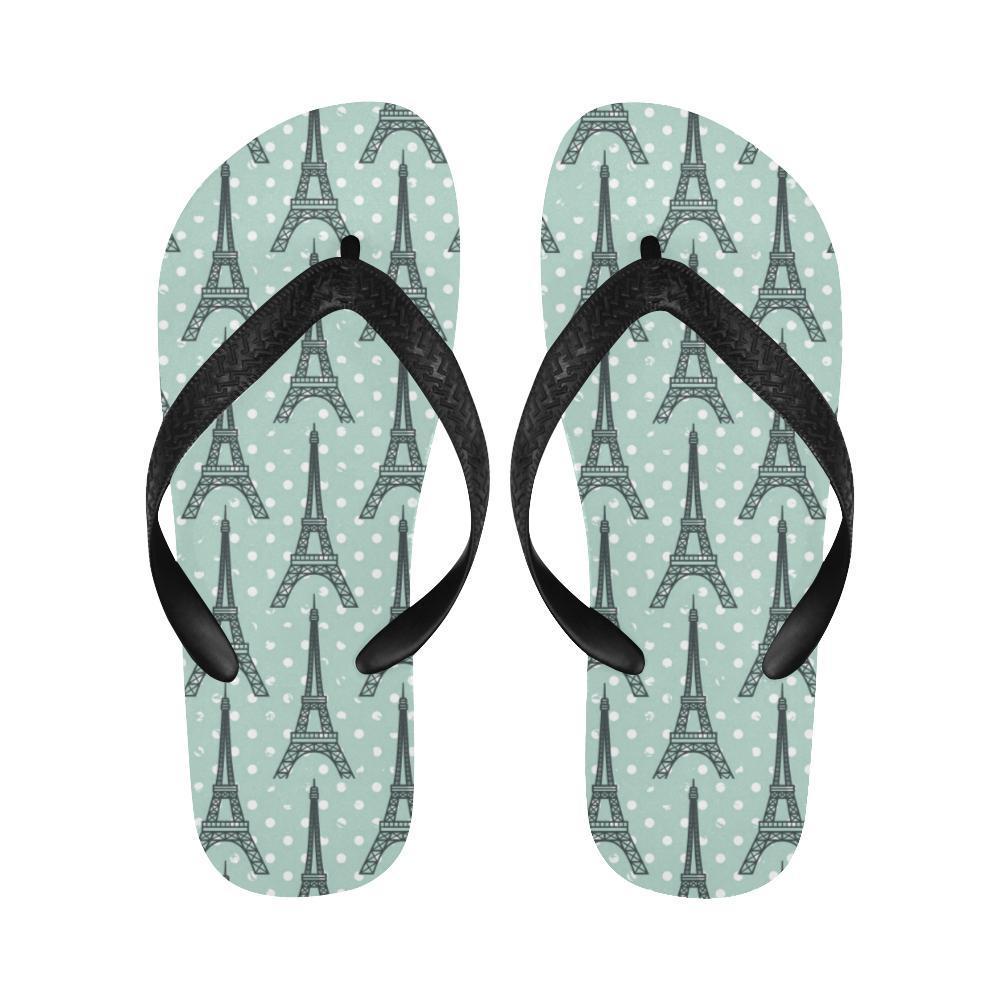 Eiffel Tower Polka Dot Print Flip Flops-JTAMIGO.COM