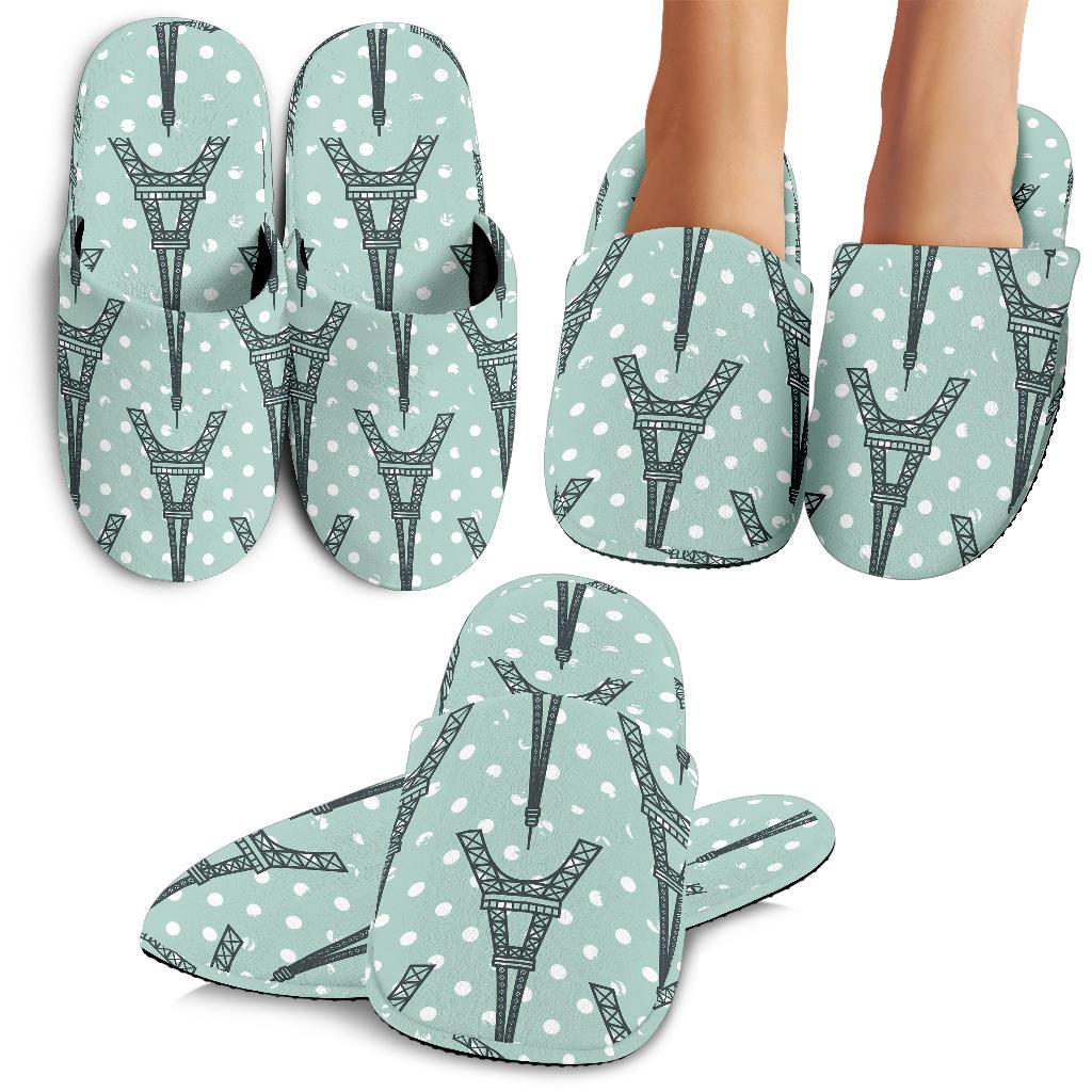 Eiffel Tower Polka Dot Print House Slippers