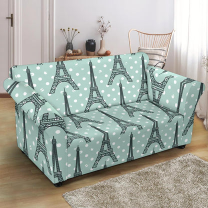 Eiffel Tower Polka Dot Print Loveseat Slipcover-JTAMIGO.COM