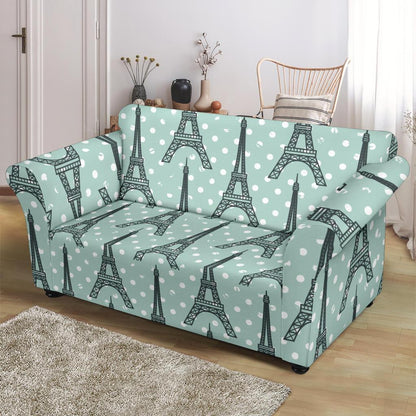 Eiffel Tower Polka Dot Print Loveseat Slipcover-JTAMIGO.COM