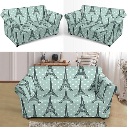 Eiffel Tower Polka Dot Print Loveseat Slipcover-JTAMIGO.COM