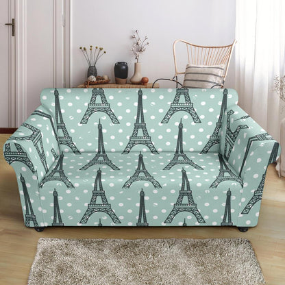 Eiffel Tower Polka Dot Print Loveseat Slipcover-JTAMIGO.COM