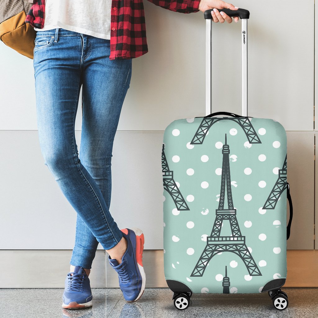 Eiffel Tower Polka Dot Print Luggage Cover Protector