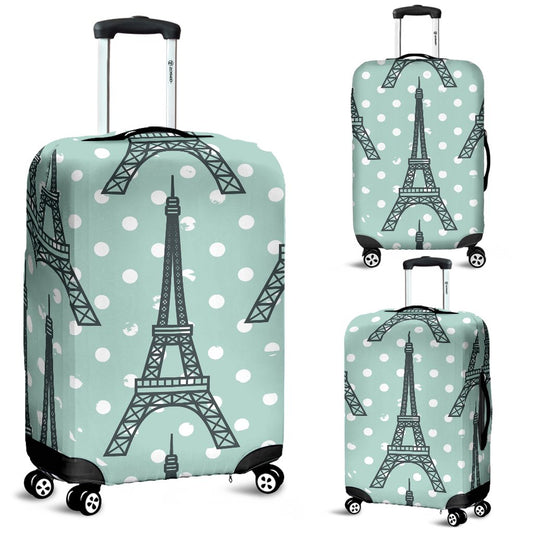 Eiffel Tower Polka Dot Print Luggage Cover Protector