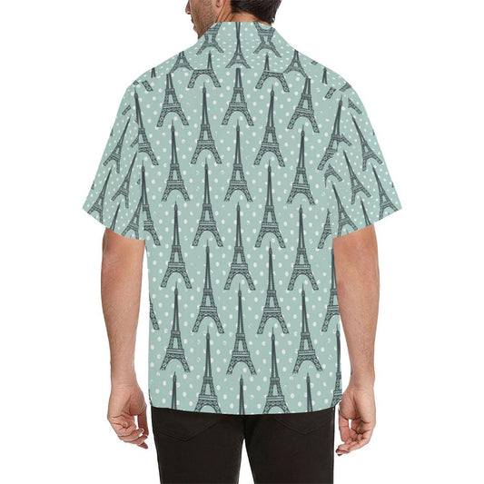 Eiffel Tower Polka Dot Print Men Aloha Hawaiian Shirt