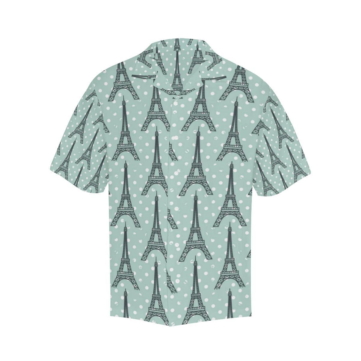 Eiffel Tower Polka Dot Print Men Aloha Hawaiian Shirt