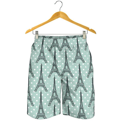 Eiffel Tower Polka Dot Print Mens Shorts-JTAMIGO.COM