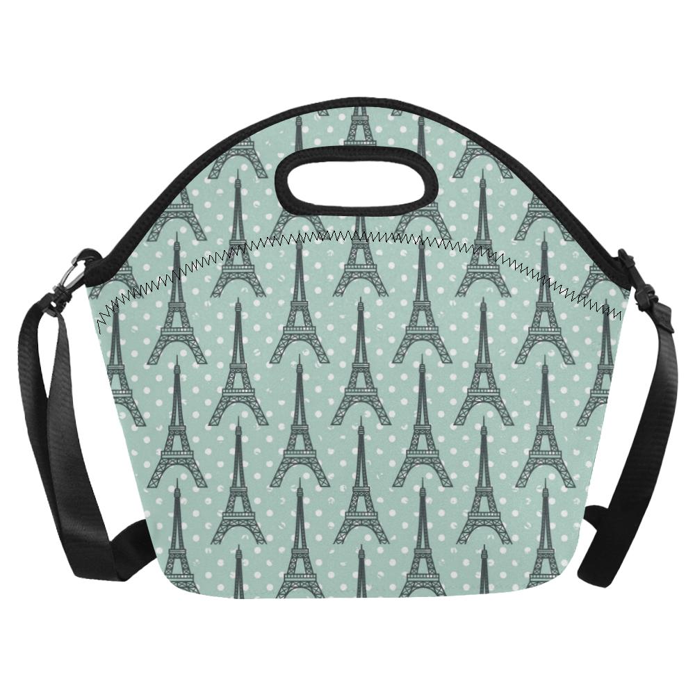 Eiffel Tower Polka Dot Print Neoprene Lunch Bag (Model 1669)(Large)-JTAMIGO.COM