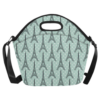Eiffel Tower Polka Dot Print Neoprene Lunch Bag (Model 1669)(Large)-JTAMIGO.COM
