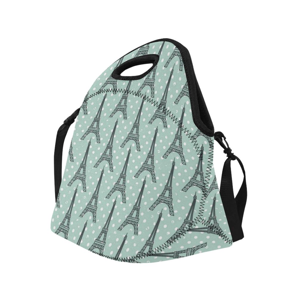 Eiffel Tower Polka Dot Print Neoprene Lunch Bag (Model 1669)(Large)-JTAMIGO.COM