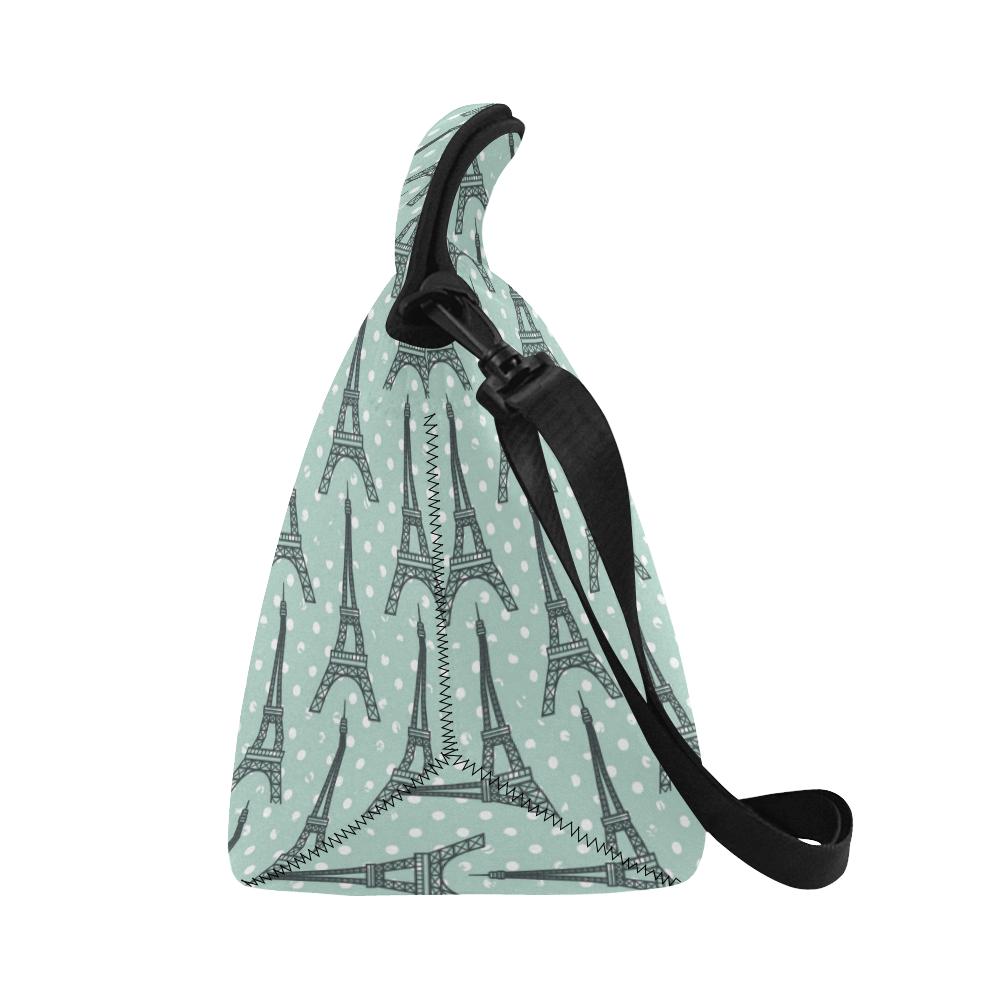 Eiffel Tower Polka Dot Print Neoprene Lunch Bag (Model 1669)(Large)-JTAMIGO.COM