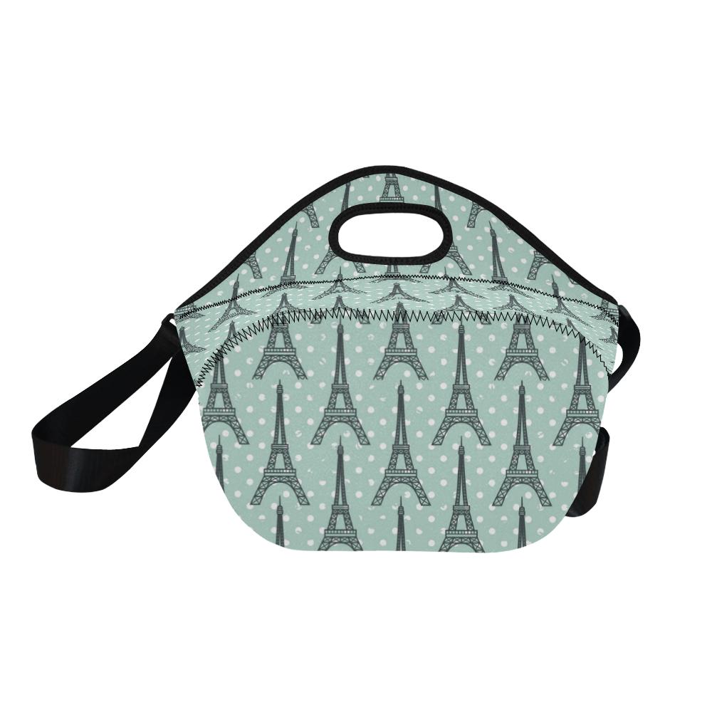 Eiffel Tower Polka Dot Print Neoprene Lunch Bag (Model 1669)(Large)-JTAMIGO.COM