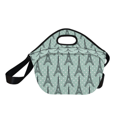 Eiffel Tower Polka Dot Print Neoprene Lunch Bag (Model 1669)(Large)-JTAMIGO.COM