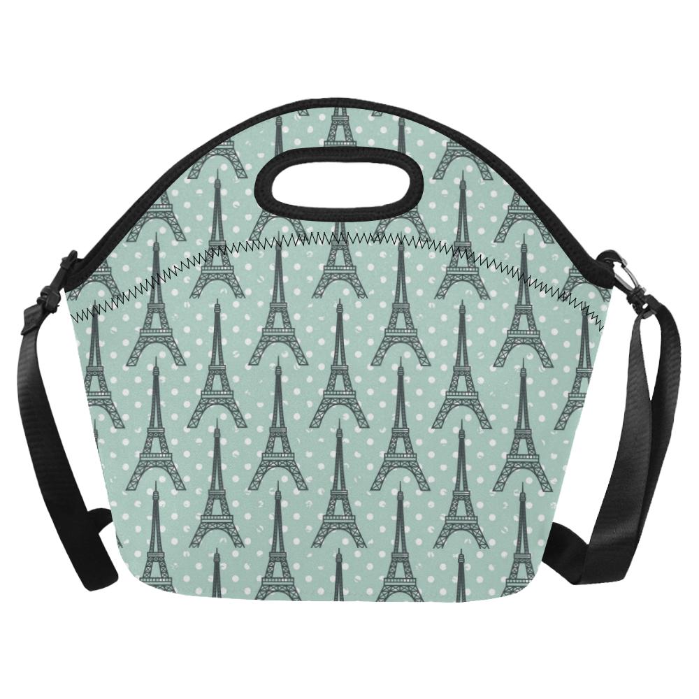 Eiffel Tower Polka Dot Print Neoprene Lunch Bag (Model 1669)(Large)-JTAMIGO.COM