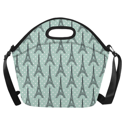 Eiffel Tower Polka Dot Print Neoprene Lunch Bag (Model 1669)(Large)-JTAMIGO.COM