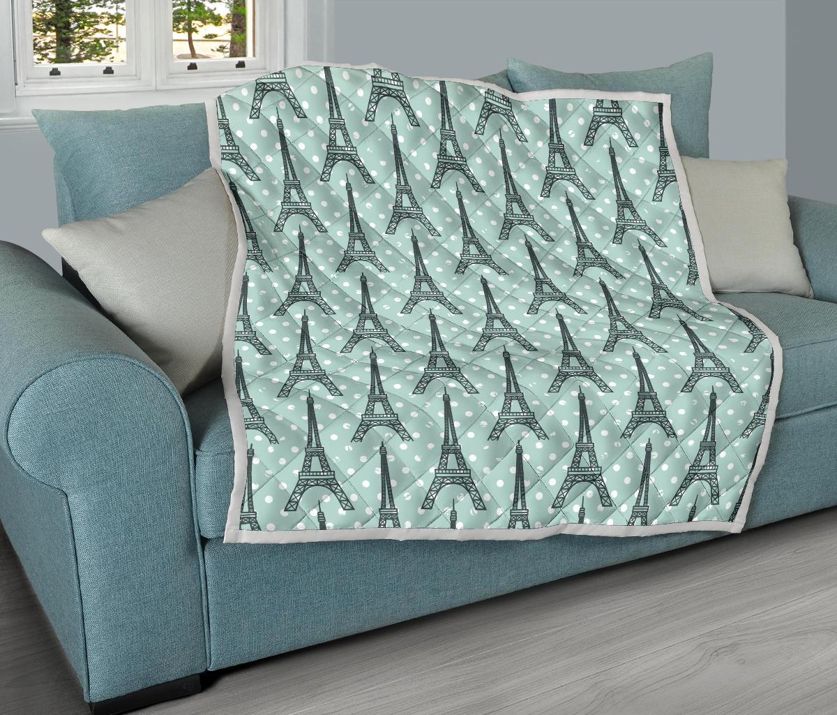 Eiffel Tower Polka Dot Print Premium Quilt-JTAMIGO.COM