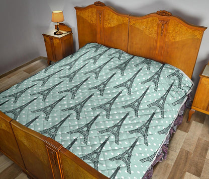 Eiffel Tower Polka Dot Print Premium Quilt-JTAMIGO.COM