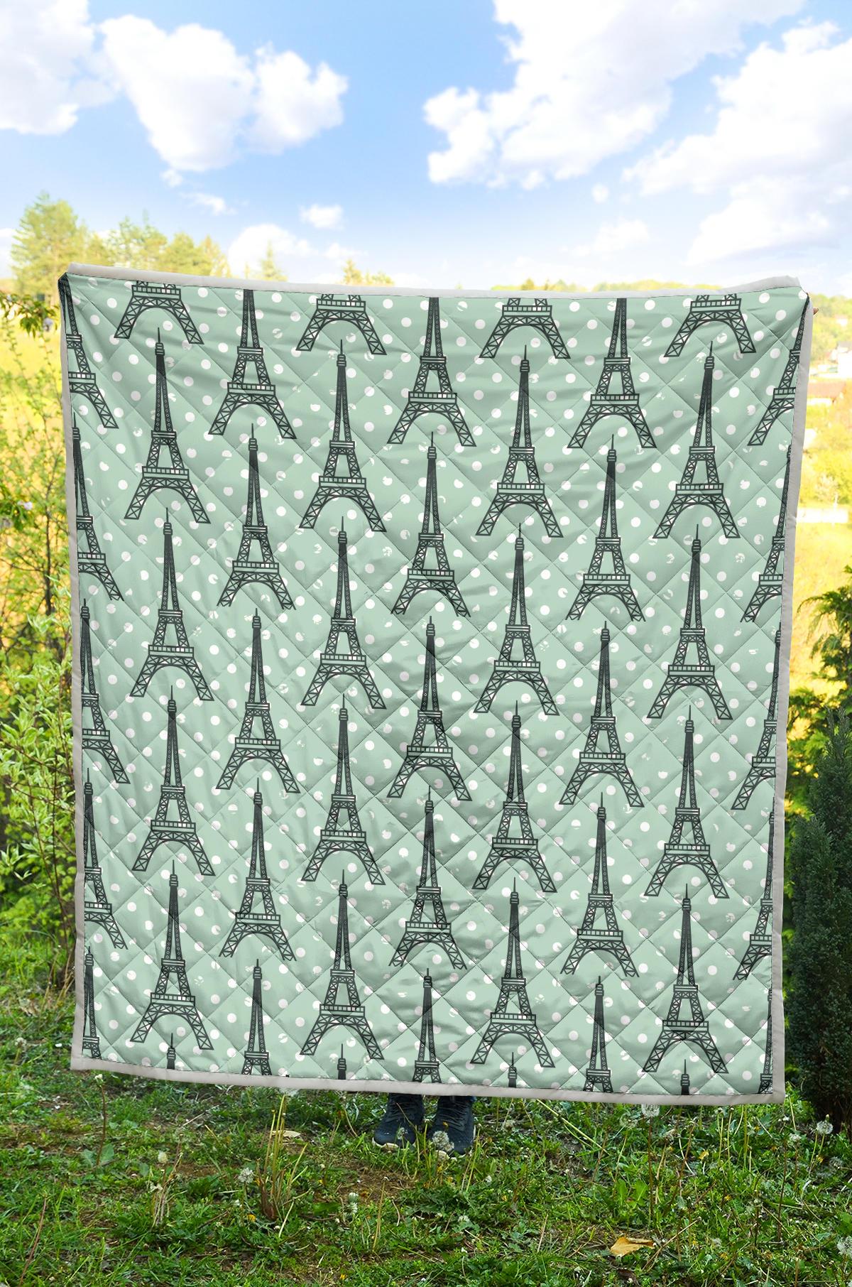 Eiffel Tower Polka Dot Print Premium Quilt-JTAMIGO.COM