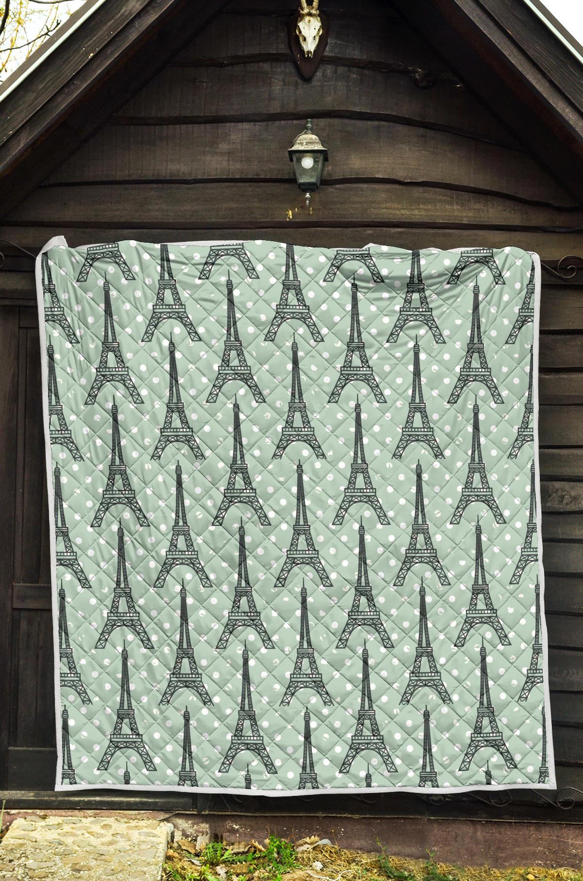 Eiffel Tower Polka Dot Print Premium Quilt-JTAMIGO.COM