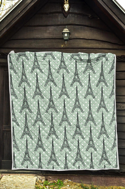 Eiffel Tower Polka Dot Print Premium Quilt-JTAMIGO.COM