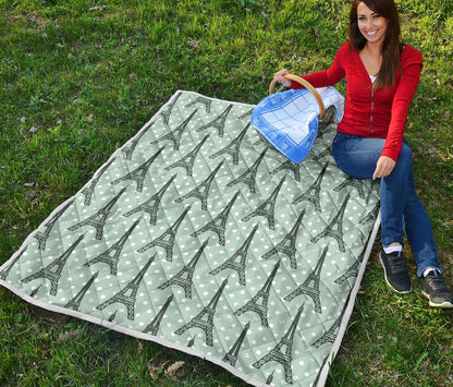 Eiffel Tower Polka Dot Print Premium Quilt-JTAMIGO.COM