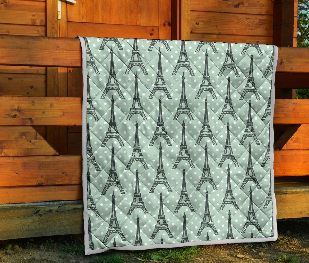 Eiffel Tower Polka Dot Print Premium Quilt-JTAMIGO.COM