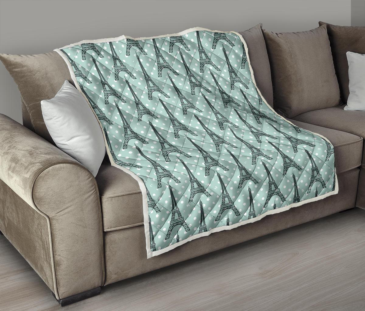 Eiffel Tower Polka Dot Print Premium Quilt-JTAMIGO.COM