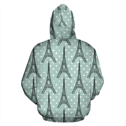 Eiffel Tower Polka Dot Print Pullover Hoodie