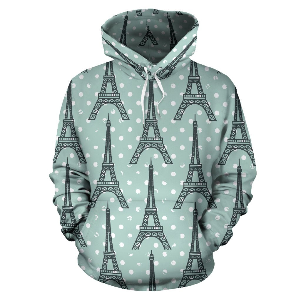 Eiffel Tower Polka Dot Print Pullover Hoodie