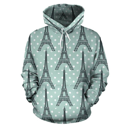 Eiffel Tower Polka Dot Print Pullover Hoodie
