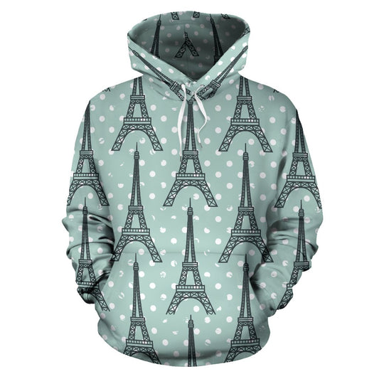 Eiffel Tower Polka Dot Print Pullover Hoodie