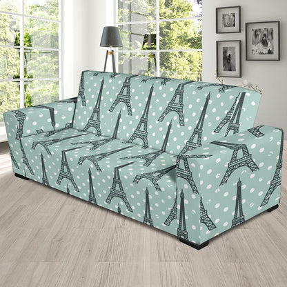 Eiffel Tower Polka Dot Print Sofa Slipcover-JTAMIGO.COM