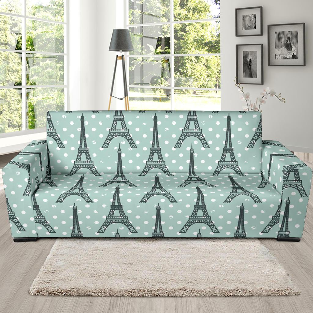 Eiffel Tower Polka Dot Print Sofa Slipcover-JTAMIGO.COM