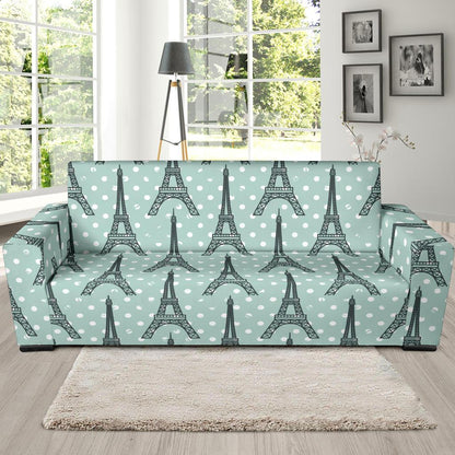 Eiffel Tower Polka Dot Print Sofa Slipcover-JTAMIGO.COM