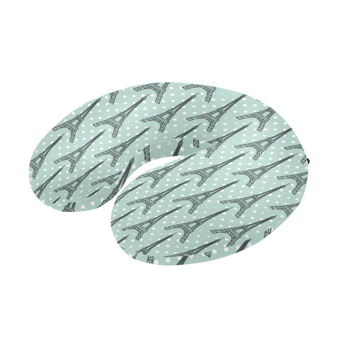 Eiffel Tower Polka Dot Print U-Shaped Travel Neck Pillow-JTAMIGO.COM