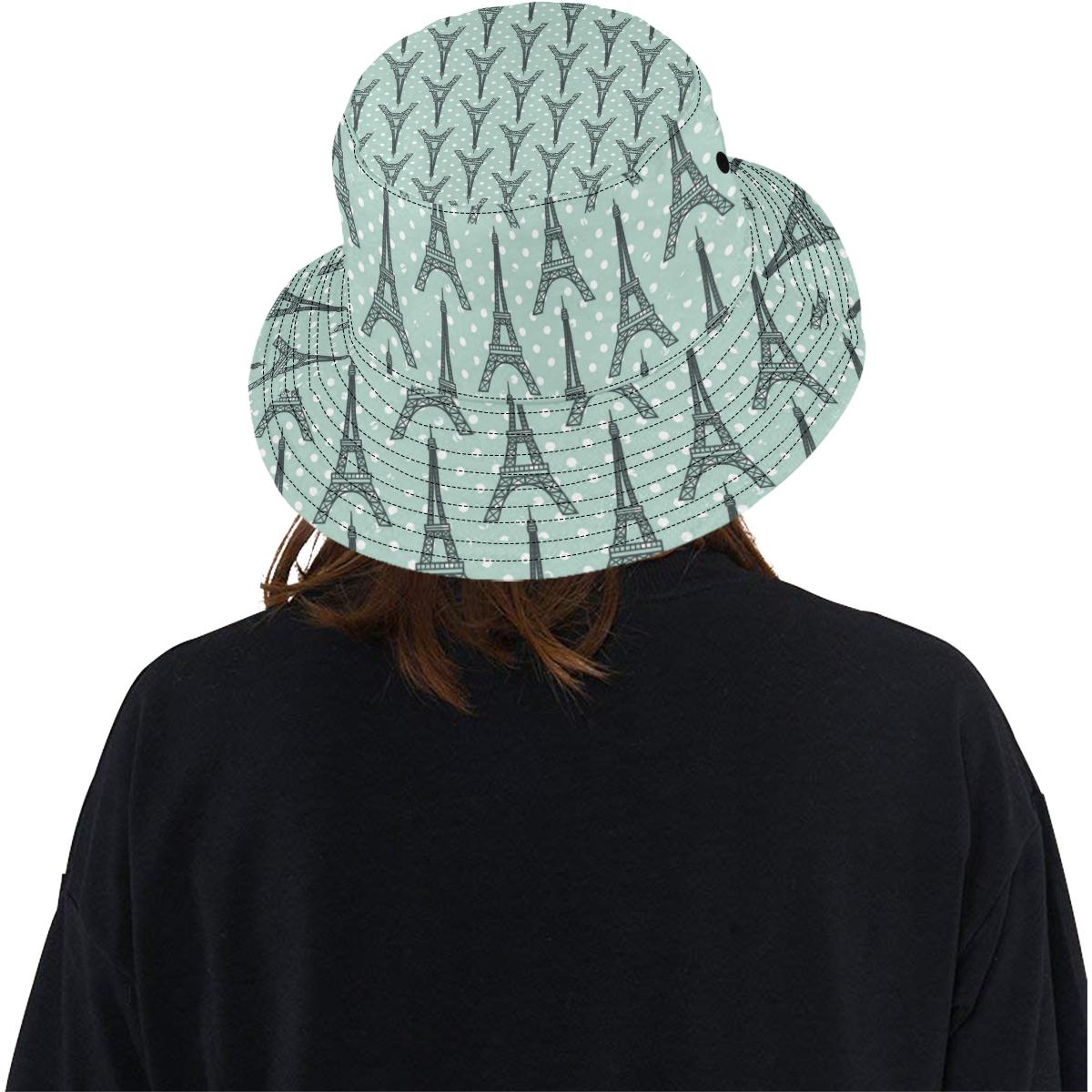 Eiffel Tower Polka Dot Print Unisex Bucket Hat
