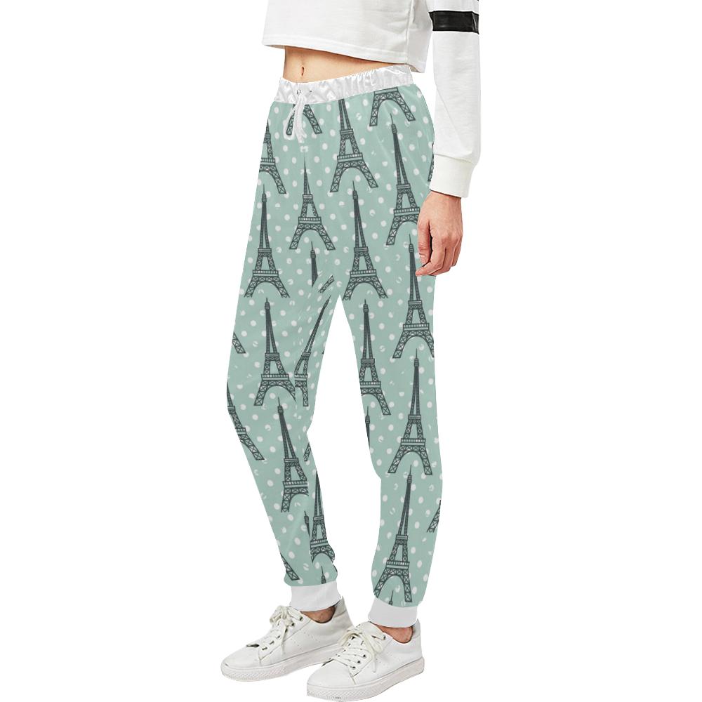 Eiffel Tower Polka Dot Print Unisex Casual Sweatpants (Model L11)-JTAMIGO.COM