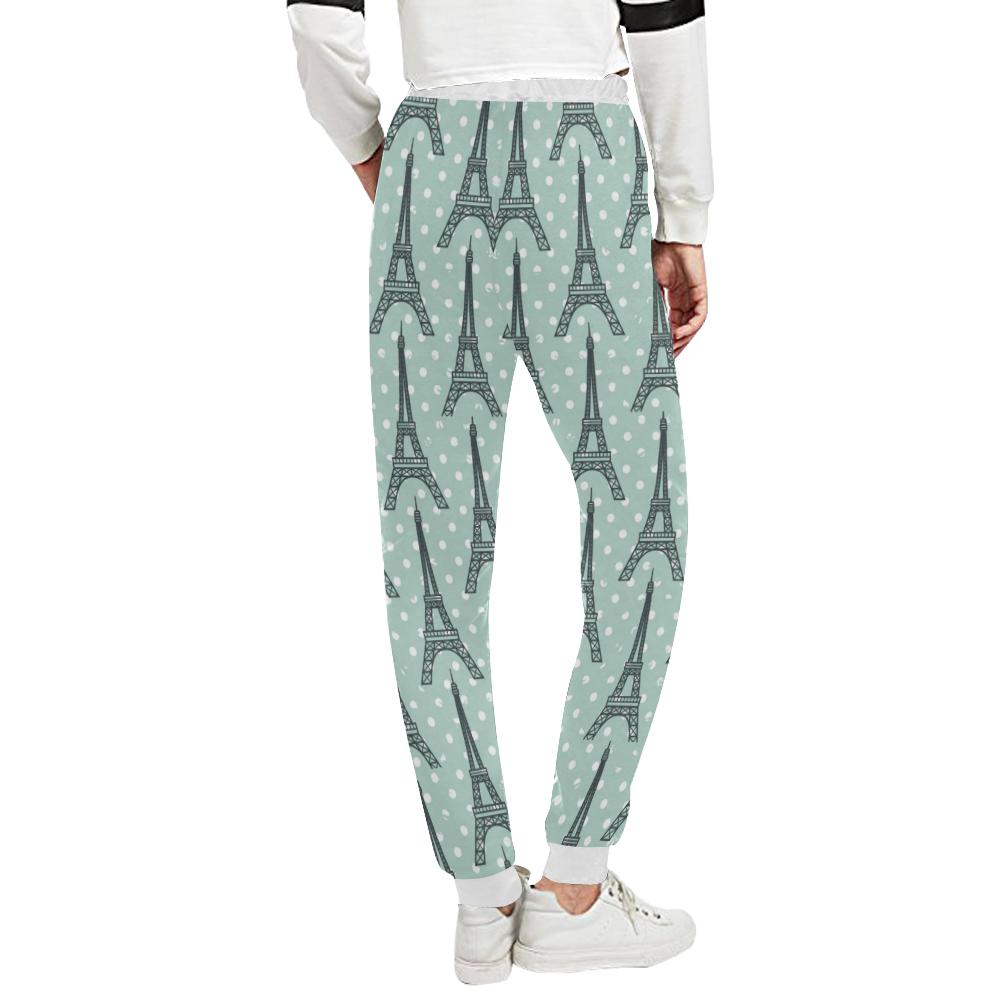 Eiffel Tower Polka Dot Print Unisex Casual Sweatpants (Model L11)-JTAMIGO.COM