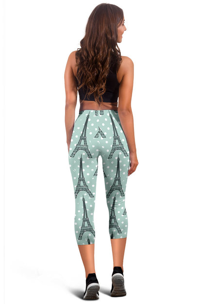 Eiffel Tower Polka Dot Print Women Capris