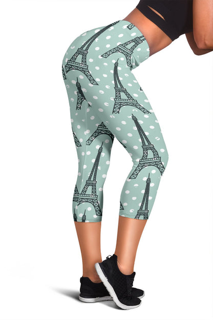 Eiffel Tower Polka Dot Print Women Capris