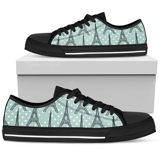 Eiffel Tower Polka Dot Print Women Low Top Shoes
