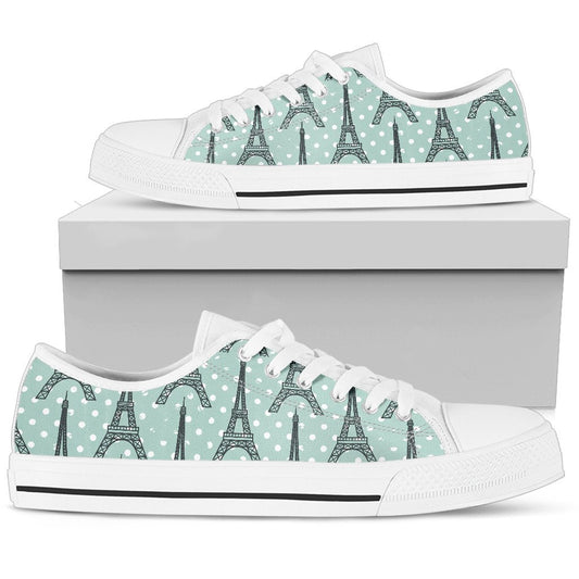 Eiffel Tower Polka Dot Print Women Low Top Shoes